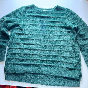 Cyrus Emerald Green Fuzzy Texture Long Sleeve Sweater sz XL